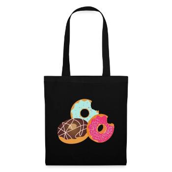 Donuts mit Biss – Süßes Trio mit Glasur & Streusel - Stoffbeutel - Schwarz - Vorne