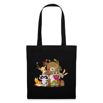 Des amoureux des animaux hauts en couleur unis – De joyeux compagnons de la forêt - Sac en tissu - noir - Devant