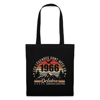 Octobre 1966 Cadeau Anniversaire 1966 October 1966 - Sac en tissu - noir - Devant