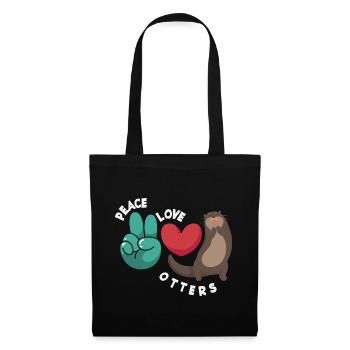 Sea Otter Cartoon Peace Love - Tote Bag - black - Front