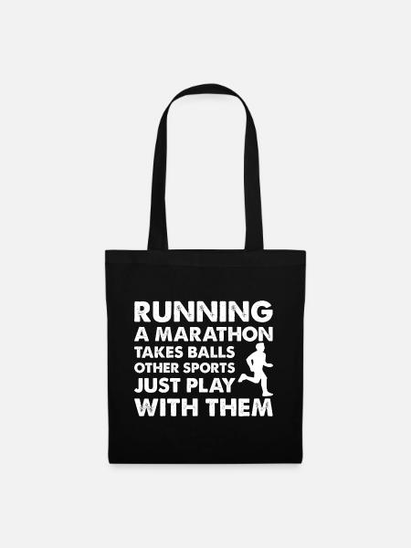 Marathon Runner Running A Marathon Takes Balls - Stoffbeutel - Schwarz