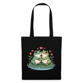 Couple grenouilles pour la Saint-Valentin - Sac en tissu - noir - Devant