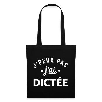 J'peux pas dictée slogan - Sac en tissu - noir - Devant