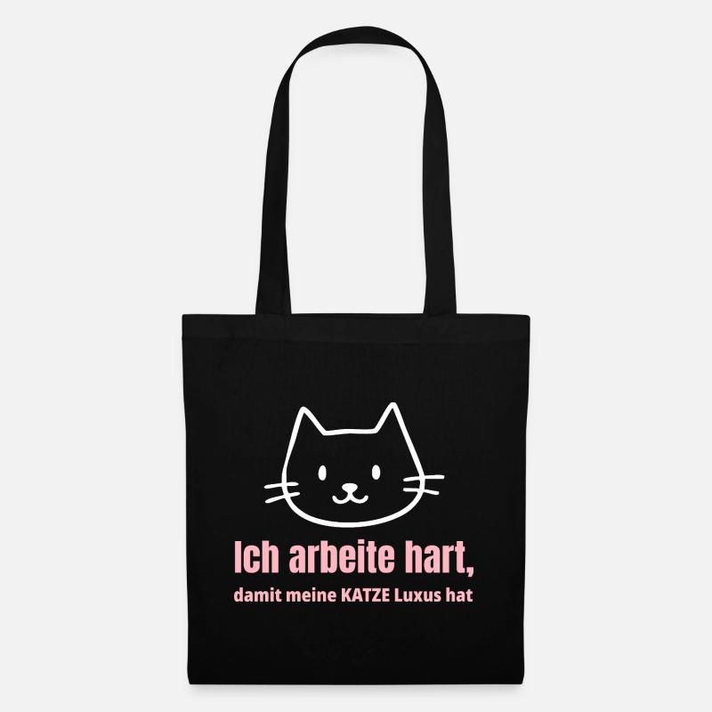 Katze Luxus Lustiger Spruch - Minimalistisches Kat - Stoffbeutel - Schwarz