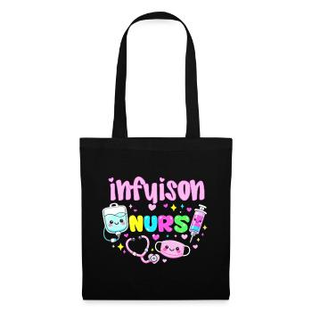 Pflegekraft in Infusion Kawaii Pflegegeschenk - Stoffbeutel - Schwarz - Vorne