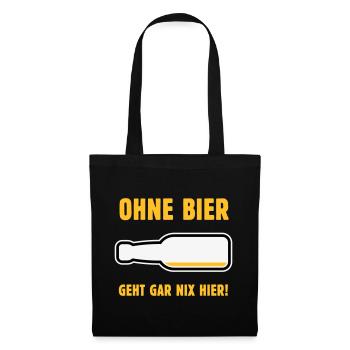 Ohne Bier Geht Gar Nix Hier! (Bierchen / NEG 3C) - Stoffbeutel - Schwarz - Vorne