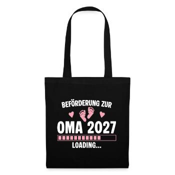 Beförderung zur Oma 2027 - Loading Nachwuchs - Stoffbeutel - Schwarz - Vorne