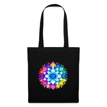 Bunte Boho Mandala Blume - Stoffbeutel - Schwarz - Vorne