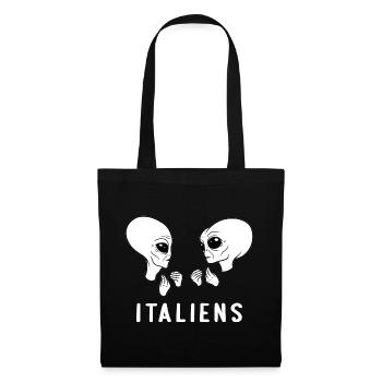 Lustiges Italienisches Alien Italien - Stoffbeutel - Schwarz - Vorne