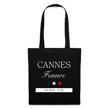 Cannes Frankreich Souvenir – Reise minimalistisch - Stoffbeutel - Schwarz - Vorne