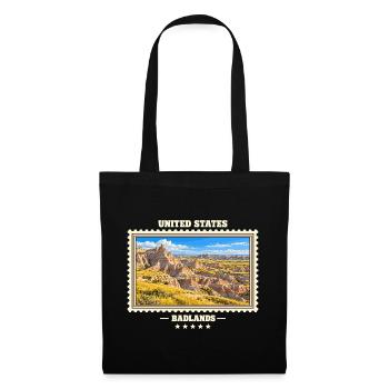 Vereinigte Staaten Badlands Vintage Reisemarke - Stoffbeutel - Schwarz - Vorne