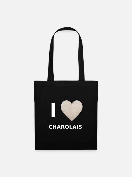 I Love Charolais Fellherz - Stoffbeutel - Schwarz