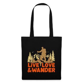 Live Love et Wander pour les randonneurs, Nordic Walkers - Sac en tissu - noir - Devant