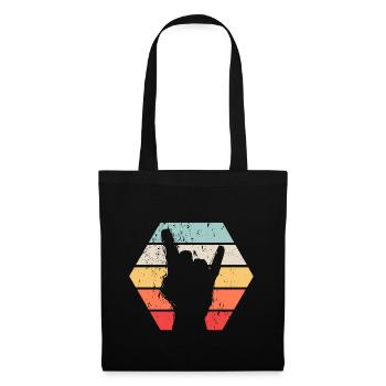 Rockhand Vintage Retro Teufelshörner Geschenk - Stoffbeutel - Schwarz - Vorne