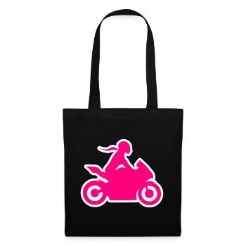 Motorcycle Ride Bikergirl Biker Woman Motorcycle - Tote Bag - black - Front