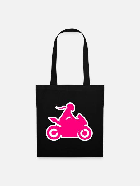 Motorradfahrerin Bikergirl Bikerin Frau Motorrad - Stoffbeutel - Schwarz