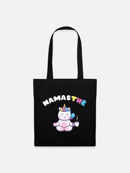 Namasthé Cadeau Humour Yoga Licorne Femmes Filles - Sac en tissu - noir