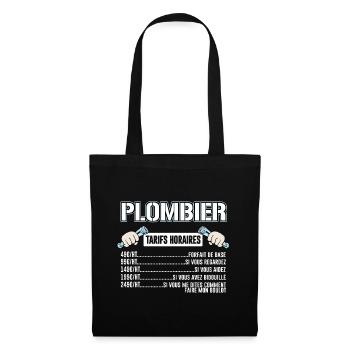 Plombier Tarifs Horaires - Sac en tissu - noir - Devant