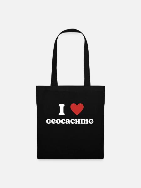 Ich liebe Geocaching - Stoffbeutel - Schwarz