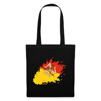Drapeau de la Sicile Italie Palerme Trinacria Italia - Sac en tissu - noir - Devant