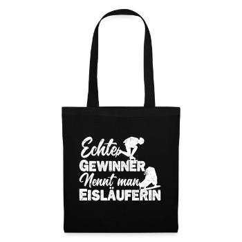 Eisläuferin Eislaufen Eiskunstläuferin Spruch - Stoffbeutel - Schwarz - Vorne
