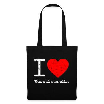 i love Würstlstandln - Wiener Dialekt Design - Stoffbeutel - Schwarz - Vorne