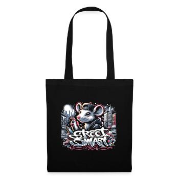 Ratte im Graffiti-Stil: Urban Street Vibes - Stoffbeutel - Schwarz - Vorne