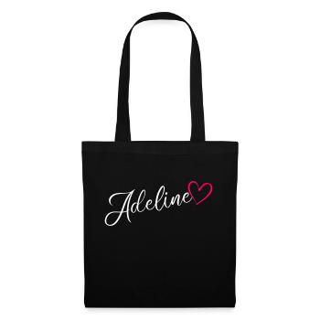 Adeline Name Vorname Herz Pink - Stoffbeutel - Schwarz - Vorne