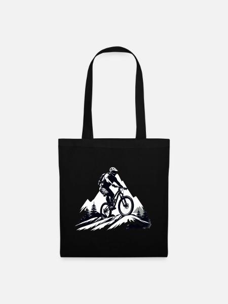 mountainbiker, Mountainbike, Bergsport, Outdoor - Stoffbeutel - Schwarz