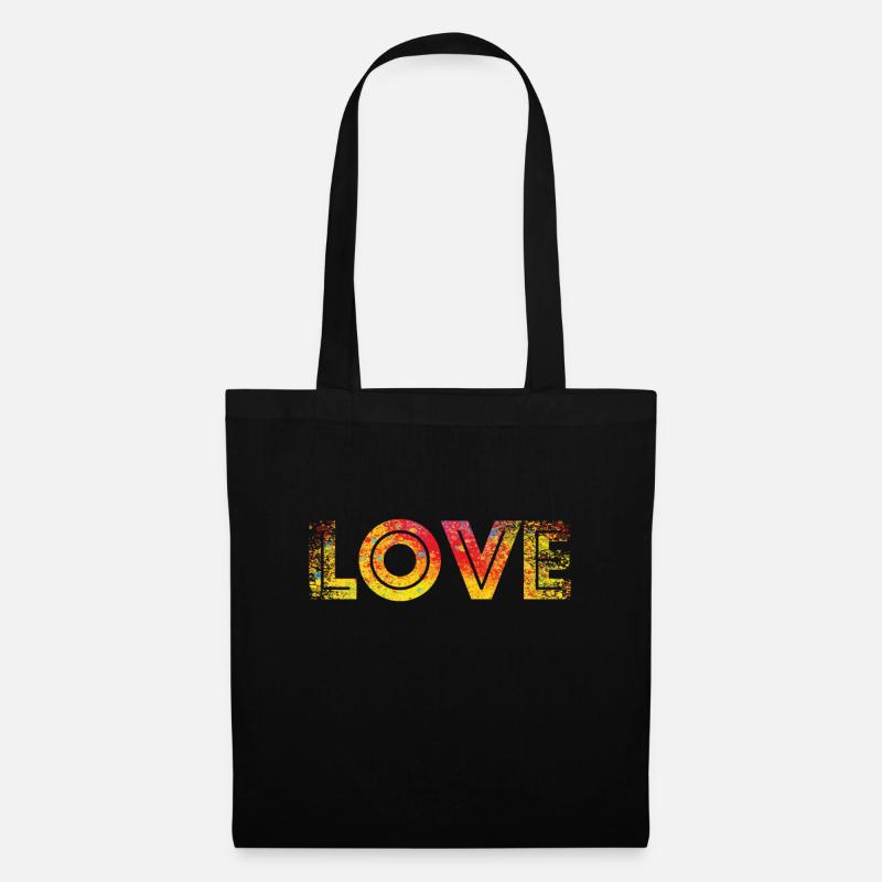LOVE red yellow speckled - Stoffbeutel - Schwarz