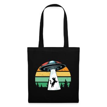Cat UFO Space Spaceship Retro Beaming Funny - Tote Bag - black - Front