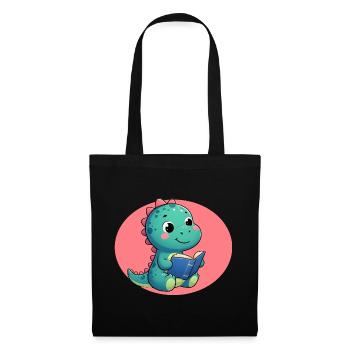 Dino lit un livre - Sac en tissu - noir - Devant