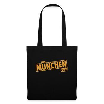 München - 089 - Bayern - Isar - bayrisch - Stoffbeutel - Schwarz - Vorne