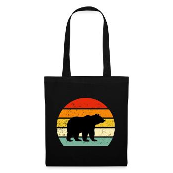 Retro Bär - Vintage T-Shirt - Stoffbeutel - Schwarz - Vorne