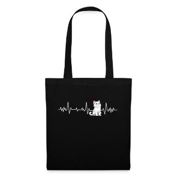 Battement de cœur chat - Sac en tissu - noir - Devant