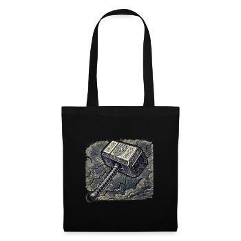 Mjolnir entourée de foudre - Sac en tissu - noir - Devant
