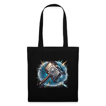 Marteau de Thor avec effets de tonnerre - Sac en tissu - noir - Devant