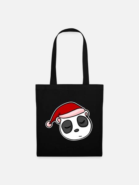 Panda Weihnachten Weihnachtlich Advent - Stoffbeutel - Schwarz
