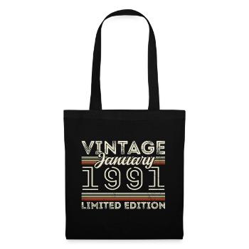 Janvier 1991 Né en 1991 - Date de naissance Janvier 1991 - Sac en tissu - noir - Devant