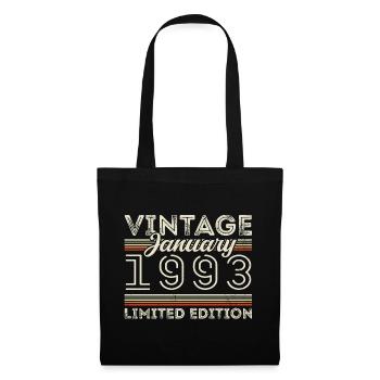Janvier 1993 Né en 1993 - Date de naissance Janvier 1993 - Sac en tissu - noir - Devant
