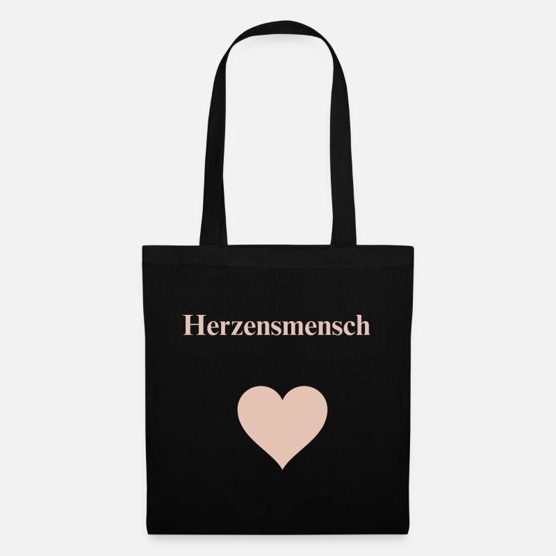 Herzensmensch - Stoffbeutel - Schwarz