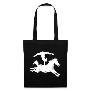 Minimalistische Pferd Reiten Silhouette Voltigiere - Stoffbeutel - Schwarz - Vorne