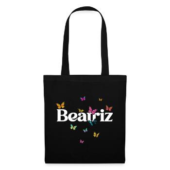 Beau prénom de fille BEATRIZ avec des papillons - Sac en tissu - noir - Devant