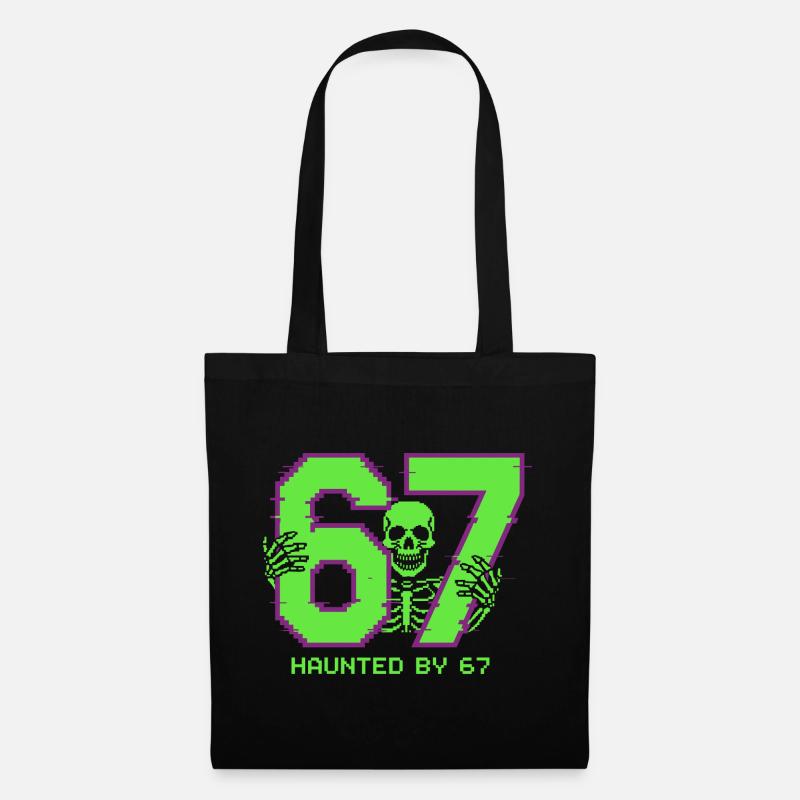 Six Seven Meme Haunted by 67 Retro Pixel - Stoffbeutel - Schwarz