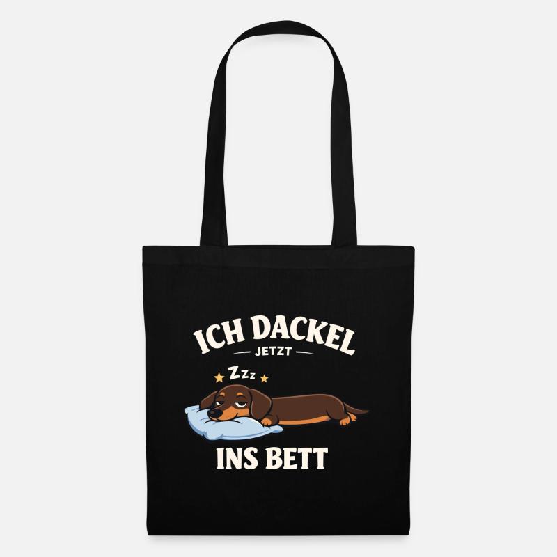 Dackel Kleidung Geschenke Ich dackel jetzt  - Stoffbeutel - Schwarz