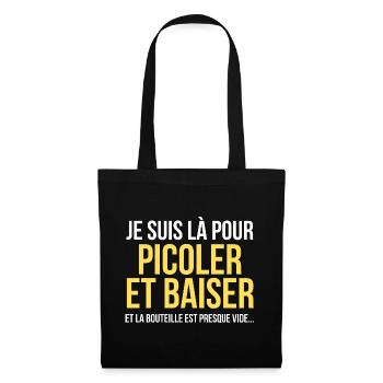 Picoler Baiser Humour Adulte - Sac en tissu - noir - Devant