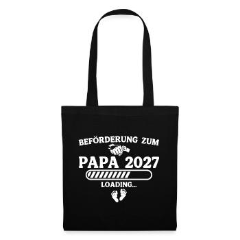 Beförderung zum Papa 2027 – Schwangerschaft - Stoffbeutel - Schwarz - Vorne
