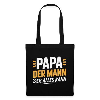 Papa Der Mann Der Alles Kann Geschenk - Stoffbeutel - Schwarz - Vorne