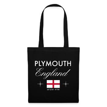 Plymouth England Koordinaten Reise Souvenir - Stoffbeutel - Schwarz - Vorne