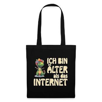 Ich bin älter als das Internet - Hippie Dino  - Stoffbeutel - Schwarz - Vorne